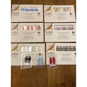 Color Street Lot Of 6 Sets Glitter Design Solid Nail Polish Strips and 3 Twosies
